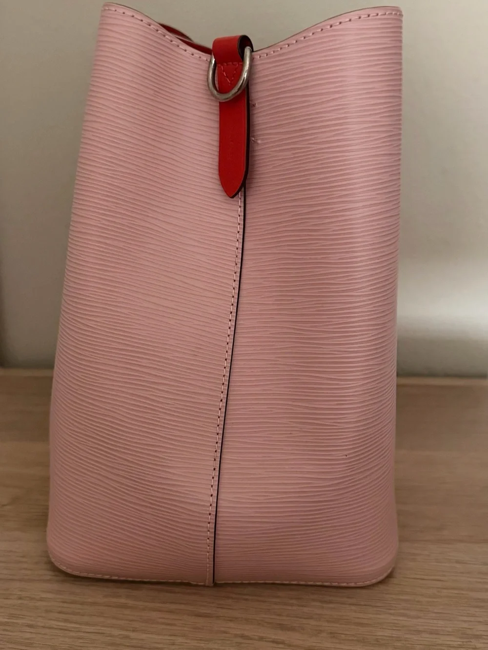 Louis Vuitton Pink Bucket Shoulder Bag with Red Trim